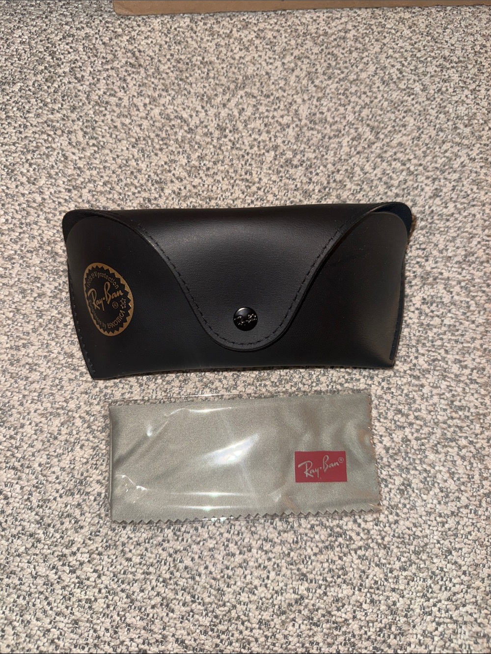 Ray-Ban Black Sunglasses Case with Gray Cleaning Cloth